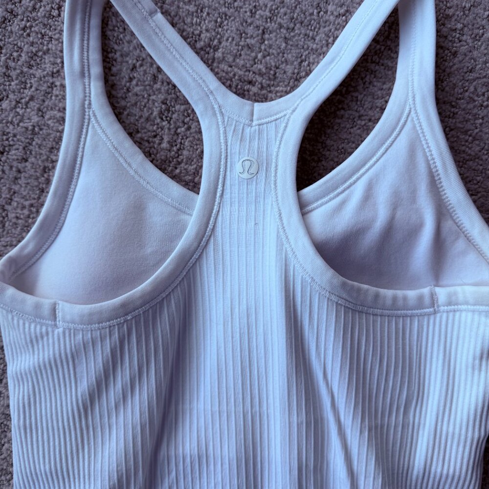 Lululemon Solid White Tank (Built-in Bra) M - Picture 3 of 5